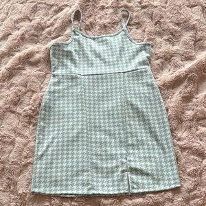 Stylish Blue Houndstooth Dress